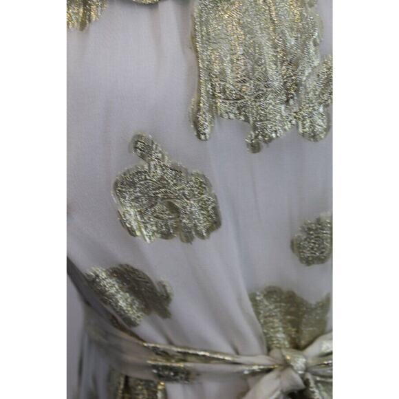 SAULE PARC Sz L Large Noelle Ivory Gold Embroidered Maxi Dress NWT - Picture 5 of 8